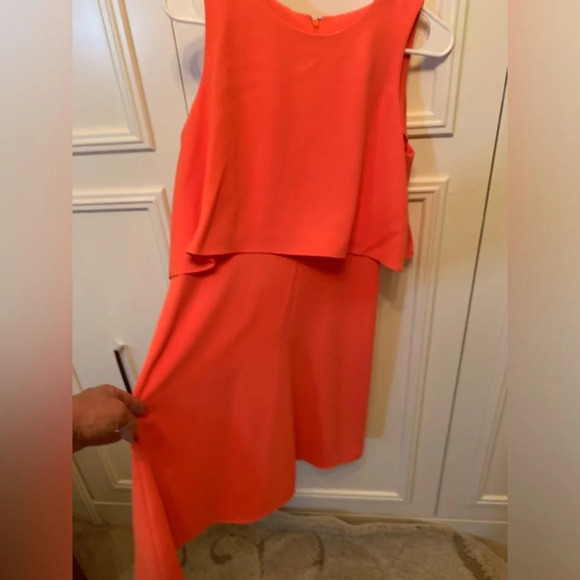 Calvin Klein Orange Sleeveless Layer Popover Dress 8 - Picture 5 of 6
